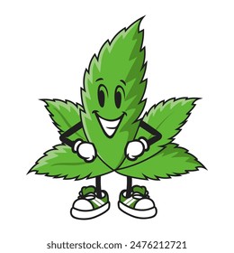 Cute cannabis weed mascot logo design template.