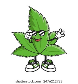 Cute cannabis weed mascot logo design template.