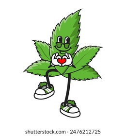 Cute cannabis weed mascot logo design template.