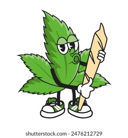 Cute cannabis weed mascot logo design template.