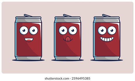 cute canned cola drink character vector illustration
