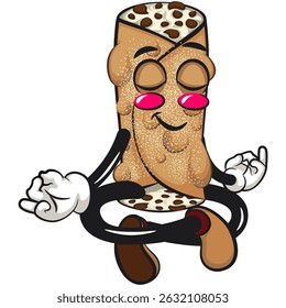 cute cannoli vektor illustration mascot character meditating, work of hand drawn