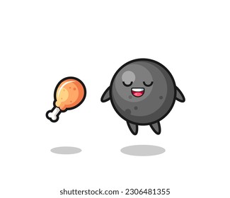 cute cannon ball floating and tempted because of fried chicken , cute style design for t shirt, sticker, logo element