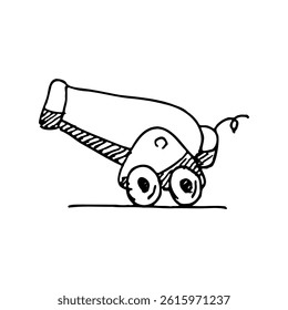 cute cannon vector illustration hand drawn black and white style
