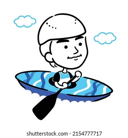 Cute canoeist cartoon illustration -vector-	