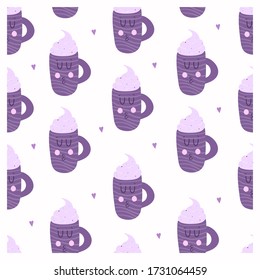 
Cute cappuccino seamless pattern on a white background .Vector illustration in cartoon style.
