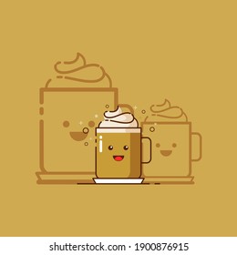 cute cappucino coffee vector design. This cartoon design is suitable for mascot purposes, logos or advertisements related to cappuccino coffee
