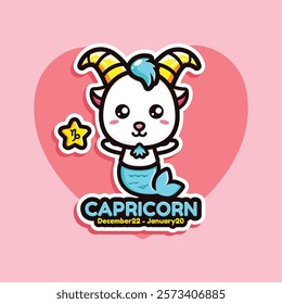 cute capricorn zodiac with heart background