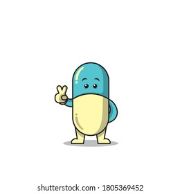 cute capsule character with cool pose