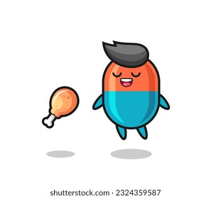 cute capsule floating and tempted because of fried chicken , cute style design for t shirt, sticker, logo element