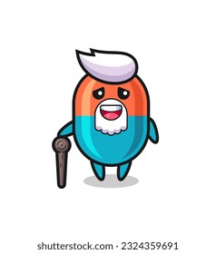 cute capsule grandpa is holding a stick , cute style design for t shirt, sticker, logo element