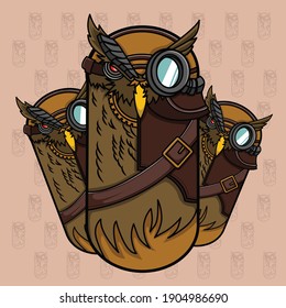 
cute capsule owl character template logo icon