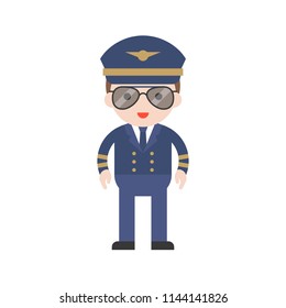 cute captain character, professional set, flat design