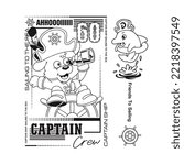 cute captain ship vector illustration