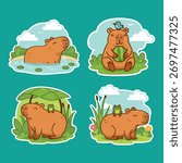 Cute Capybara Adventures Sticker Set