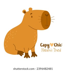 Carácter animal de capibara lindo roedor. Ilustración vectorial en estilo plano para tarjetas, diseño, diseño de camisetas, impresión, colección infantil