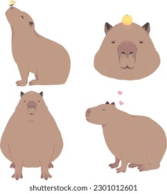 lindo, capibara, animal, vectorial, animales salvajes