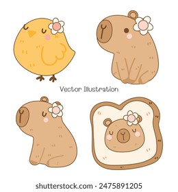 Cute Capybara, Cute Animal, Vector Illustration