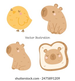 Cute Capybara, Cute Animal, Vector Illustration