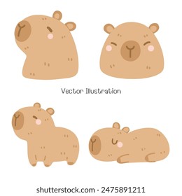 Capibara lindo, animal lindo, Ilustración vectorial