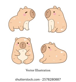 Cute Capybara, Cute Animal. Vector Illustration