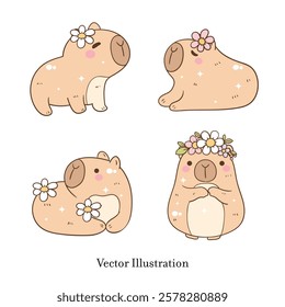 Cute Capybara, Cute Animal. Vector Illustration