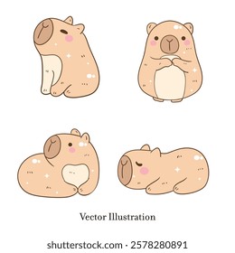 Cute Capybara, Cute Animal. Vector Illustration