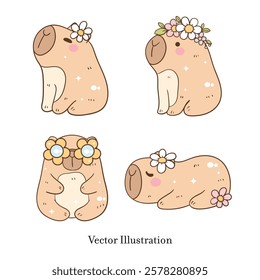 Cute Capybara, Cute Animal. Vector Illustration