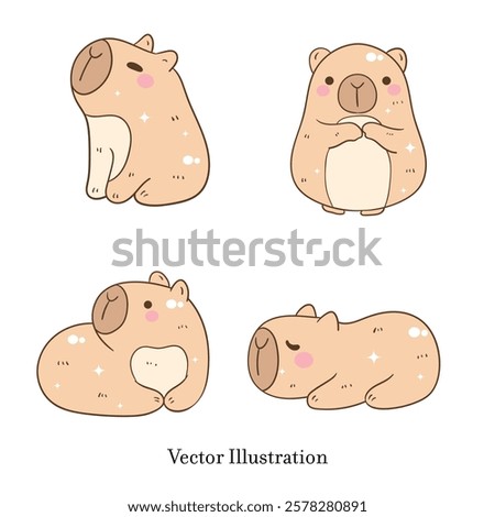 Cute Capybara, Cute Animal. Vector Illustration