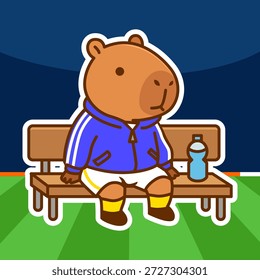 Atleta capivara bonito descansando na linha lateral