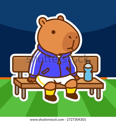 Cute Capybara Athlete Resting on Sideline
