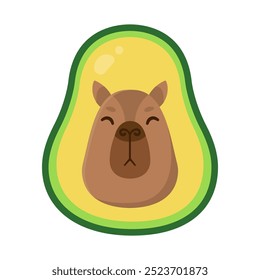 Cute capybara - avocado. Vector illustration