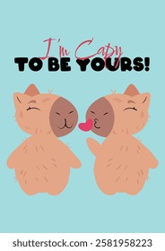 Cute capybara blowing a kiss and holding hearts, perfect for Valentine's Day, love-themed designs, greeting cards, and romantic messages. Ideal for digital prints, invitations, stickers