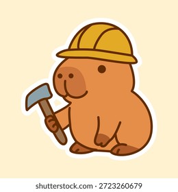 Niedliche Capybara Builder mit hartem Hut und Hammer