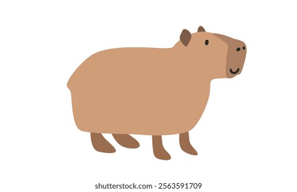 Cute capybara cartoon clipart. Greater capybara vector illustration in flat style. Hand-drawn wild animal concept