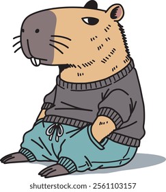 Cute capybara cartoon hand drawn design art which can be used for your stuff
