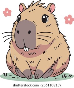 Cute capybara cartoon hand drawn design art which can be used for your stuff
