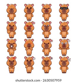Capybara bonito desenho animado mascote personagem ilustração
