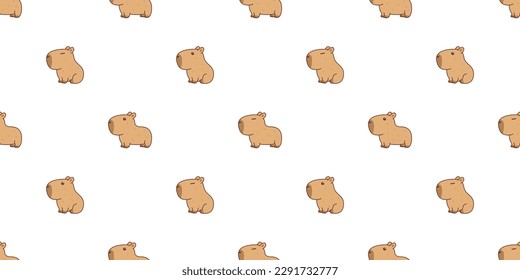 Cute capybara cartoon seamless pattern, vector illustration