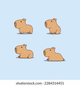 Cute capybara cartoon, vector illustration