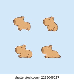 Cute capybara cartoon, vector illustration