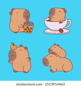 Cute capybara character design illustration doing his hobby