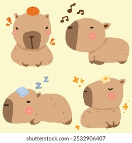 Cute capybara character design illustration isolated 