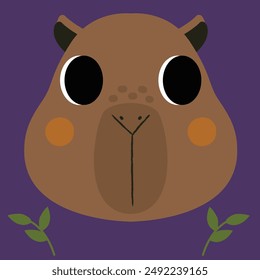 Cute capybara clip art, Adorable capybara illustration