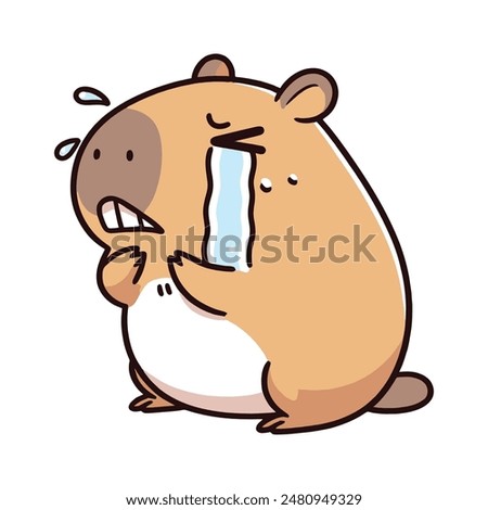 cute capybara crying cartoon illustration