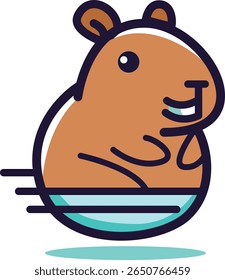 Capivara bonito em diferentes poses. Engraçado animal colagem isolado no fundo branco no vetor.