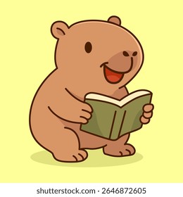 Uma capivara bonita desfrutando de um livro