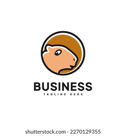 Cute Capybara Face Logo Vector.