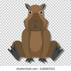 Cute capybara in flat cartoon style illustration