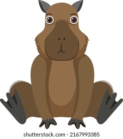 Cute capybara in flat style isolated illustration